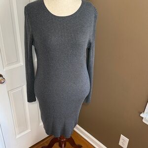 GAP Ribbed Knit Midi Dress in Charcoal Gray
